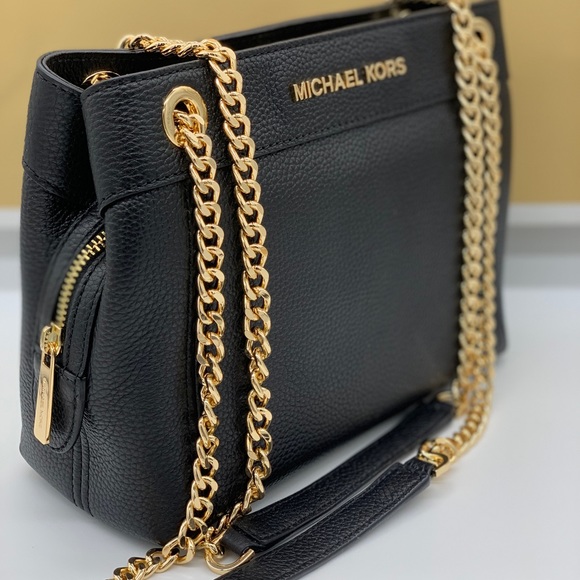 MICHAEL KORS JET SET ITEM MD CHAIN MESSENGER BLACK - Picture 11 of 16
